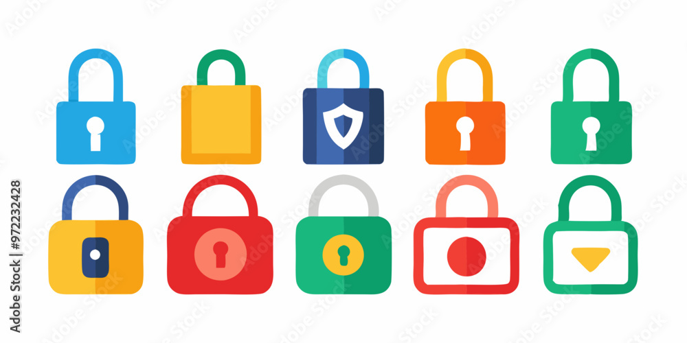 set of colorful locks isolated on white background. PNG Transparent file type with high definition quality And vibrant color grading Available. set of colorful locks isolated on white background. PNG Transparent file type with high definition quality And vibrant color grading Available.