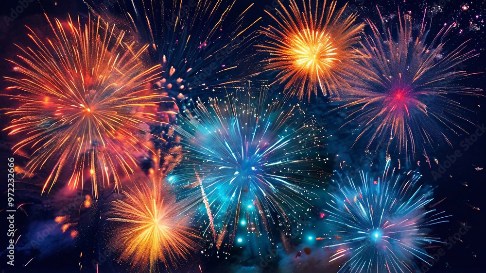 Fototapeta premium A dazzling display of colorful fireworks in the night sky.