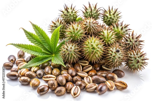 Castor oil seeds isolated on white background