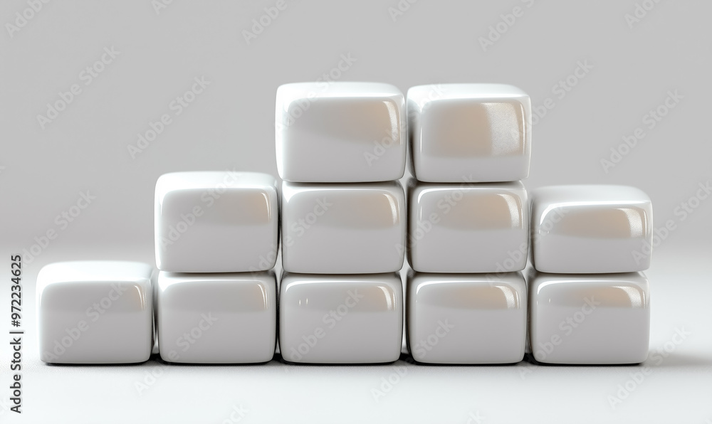 White cubes forming a pyramid on white background White cubes forming a pyramid on white background