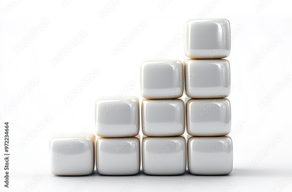 White cubes forming a staircase going up on white background White cubes forming a staircase going up on white background