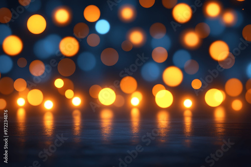 Colorful bokeh lights create a captivating background during a festive evening celebration, enhancing the ambiance of the event