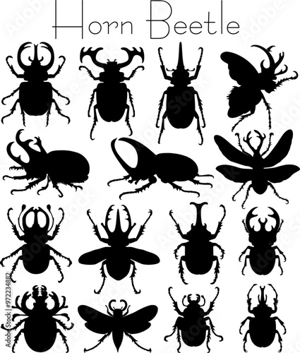 Rhinoceros beetle hand drawing vintage engraving illustration, Drawing design horn beetle.eps