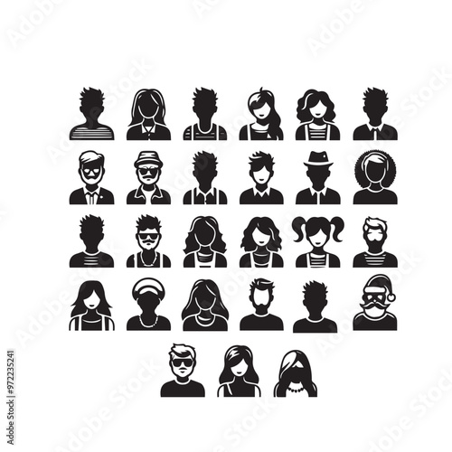Profile icon vector design. Profile icon vector illustration black and white. Man, and women profile icon vector design.