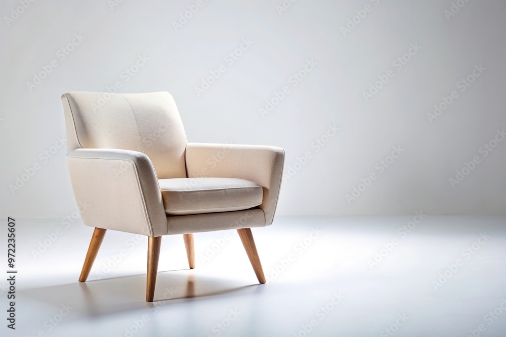 Chair on a white background with soft shadows and cream texture, modern feel. Chair on a white background with soft shadows and cream texture, modern feel.