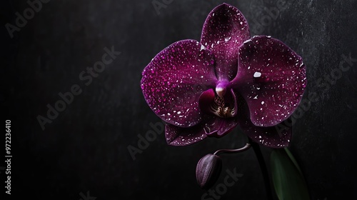 Bouquet of orchid flowers on black background