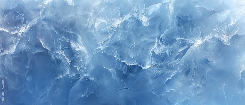 Obraz premium Ice texture background on blue background.