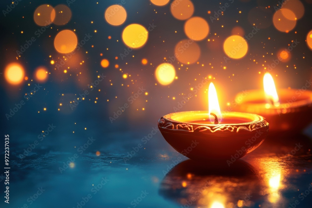 Delightful diwali festival of lights in open space. Ornamental diya lamps backdrop for posters and backgrounds Delightful diwali festival of lights in open space. Ornamental diya lamps backdrop for posters and backgrounds