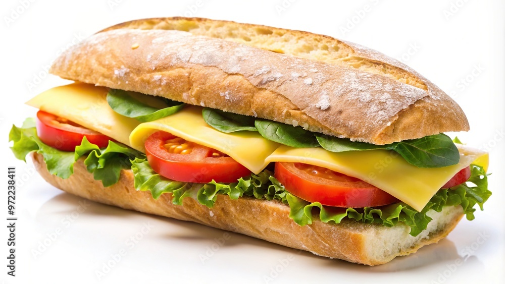 Cheese-filled ciabatta sandwich with leading lines Cheese-filled ciabatta sandwich with leading lines