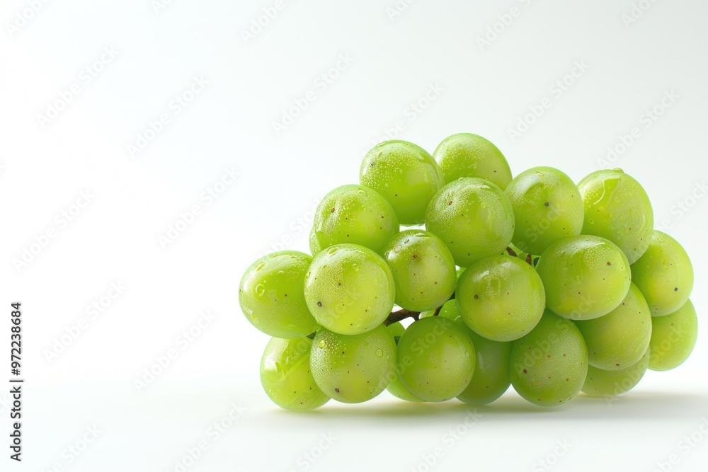 Fresh green grapes arranged on a clean white background, great for food or wine related concepts Fresh green grapes arranged on a clean white background, great for food or wine related concepts