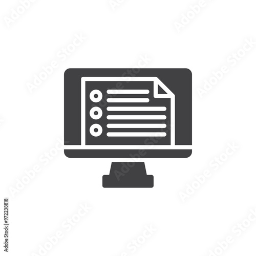 Computer screen with checklist vector icon