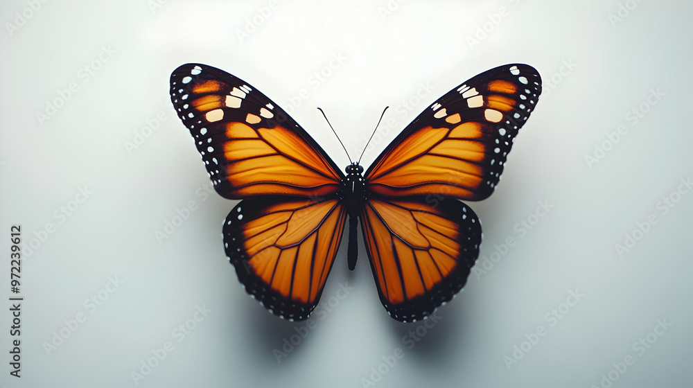 Fototapeta premium Monarch Butterfly Wings Spread on White Background