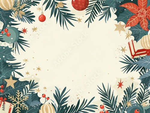 Elegant Christmas party invitation, festive design, flat design illustration