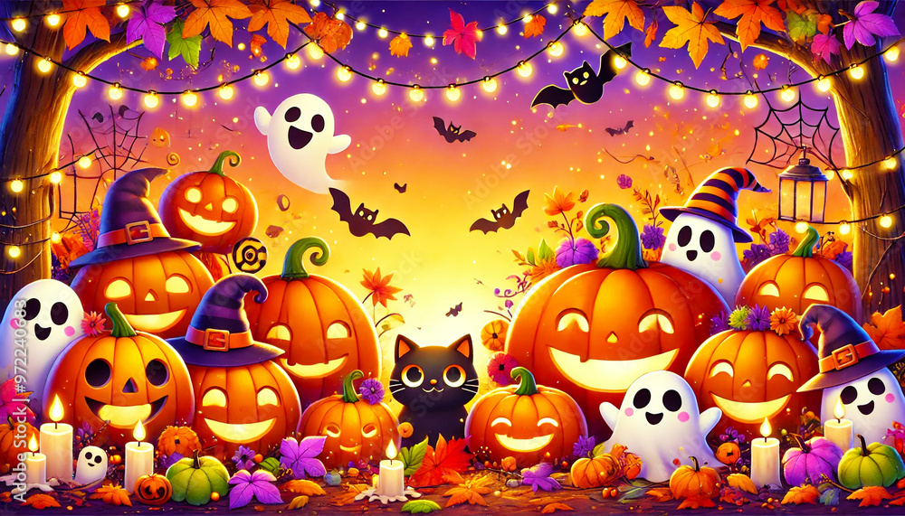 笑顔のカボチャたちが集うハロウィンの夜 笑顔のカボチャたちが集うハロウィンの夜