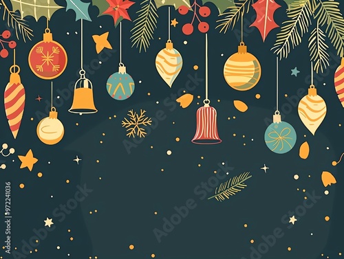 Elegant Christmas party invitation, festive design, flat design illustration