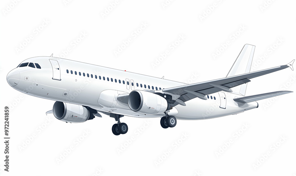 A white airplane isolated on white background. A white airplane isolated on white background.