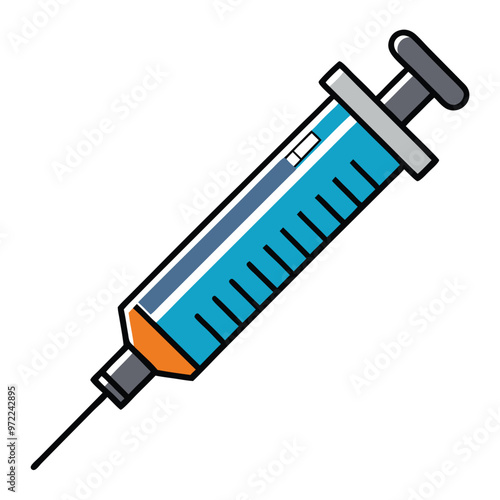 Medical Syringe Cartoon Vector icon png image drawing on white background 2D