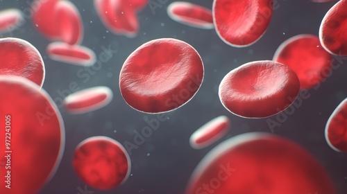 Microscopic View of Red Blood Cells Floating in Plasma photo