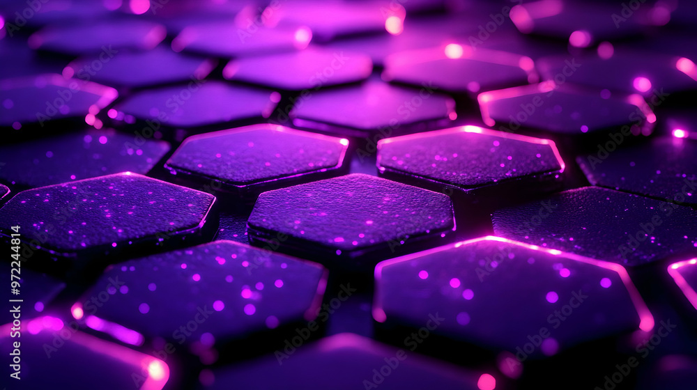 Abstract 3D Hexagon Pattern with Purple and Pink Glowing Lights, Futuristic Technology Background Abstract 3D Hexagon Pattern with Purple and Pink Glowing Lights, Futuristic Technology Background