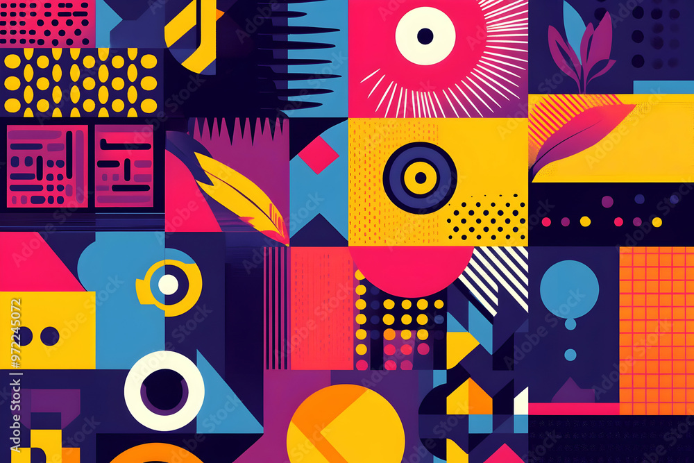Abstract Geometric Pattern with Vibrant Colors and Shapes Abstract Geometric Pattern with Vibrant Colors and Shapes