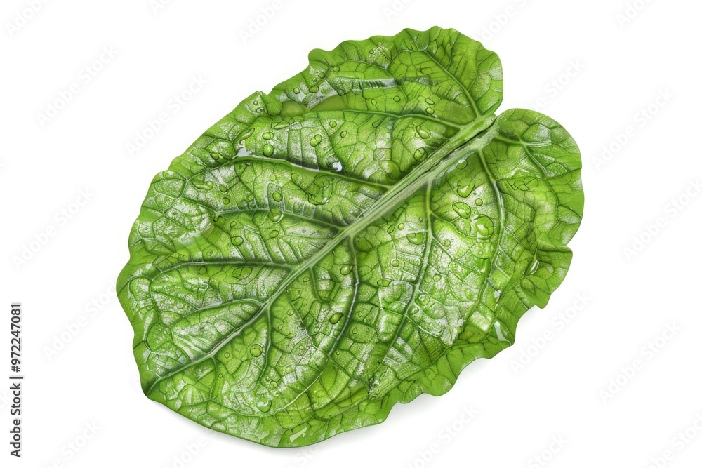 Obraz premium A single leaf photographed closely with a white background, ideal for use in botanical or nature-related contexts