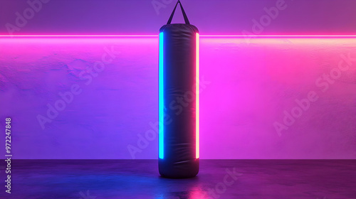 Punching Bag Neon Lights Fitness Workout Gym photo