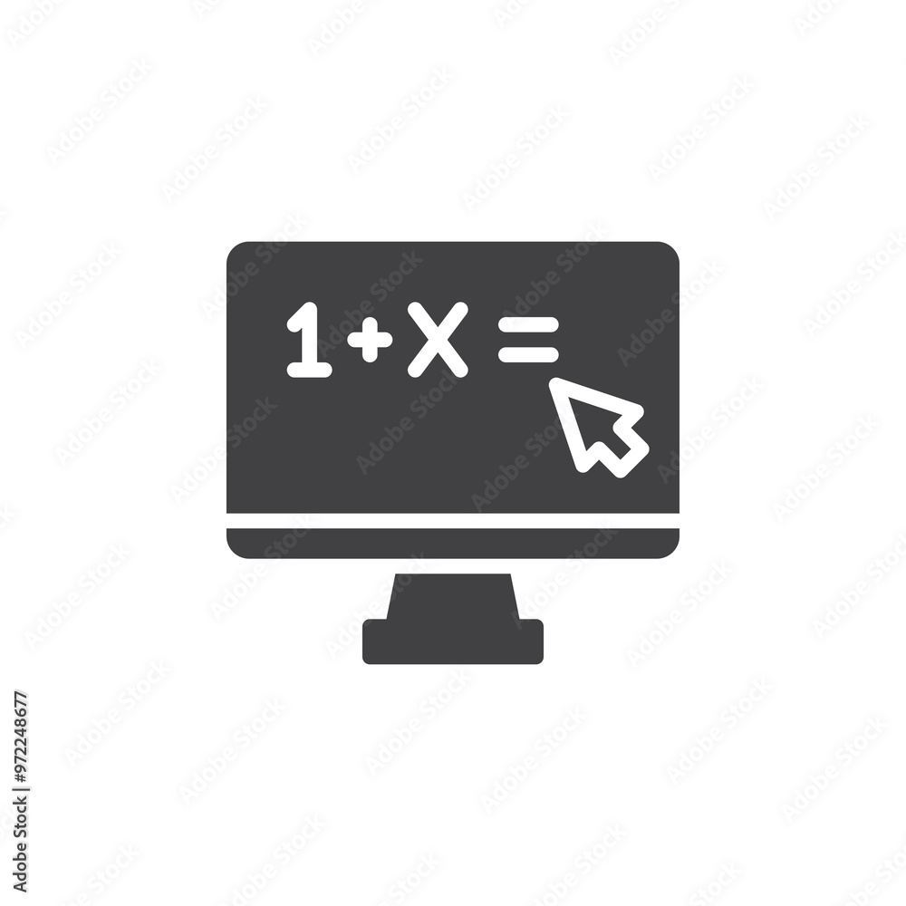 Computer screen mathematical example vector icon Computer screen mathematical example vector icon