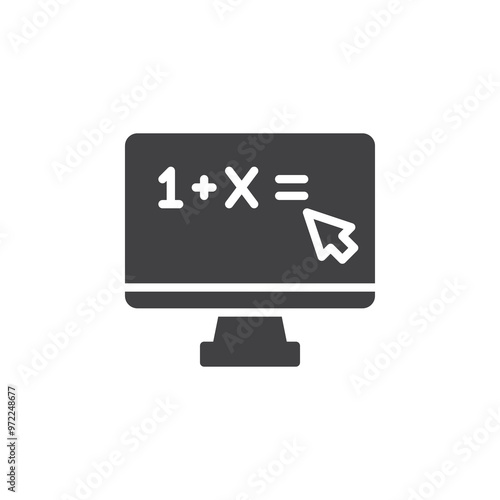 Computer screen mathematical example vector icon