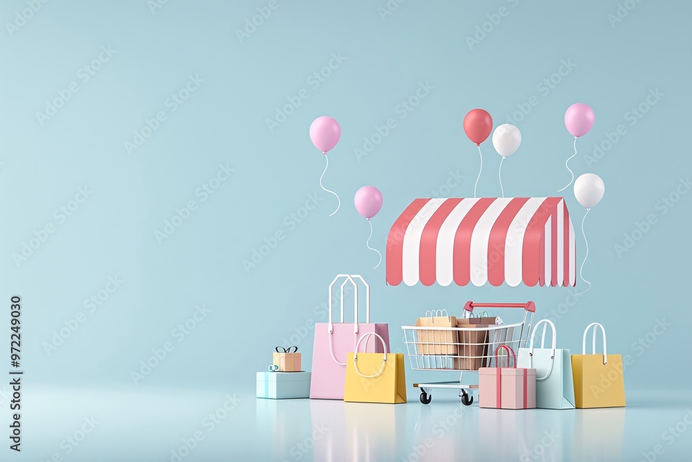Shopping personalization, data-driven marketing, 3D illustration, customer engagement concept, copy space, Shopping personalization, data-driven marketing, 3D illustration, customer engagement concept, copy space,
