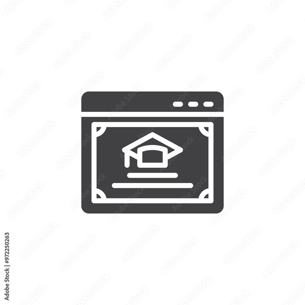 Website with graduation certificate vector icon