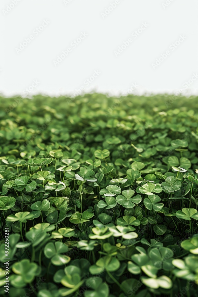 A field of green plants with a white sky in the background, suitable for landscape or nature-themed designs A field of green plants with a white sky in the background, suitable for landscape or nature-themed designs