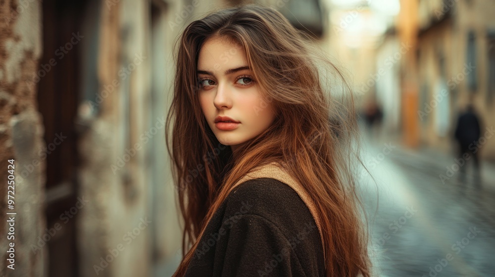 Portrait of a Young Woman in a City Street Portrait of a Young Woman in a City Street