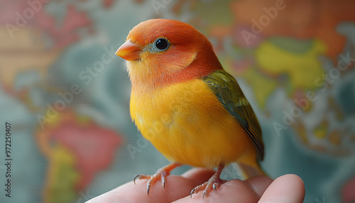 “A Colorful Little Bird Sitting on the Palm of Someone’s Hand” 