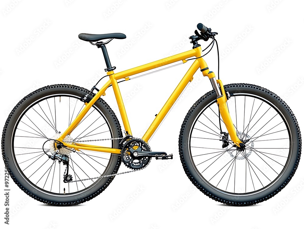 new yellow mountain bike bicycle isolated on white background / Neues mountainbike Fahrrad gelb isoliert auf weißem Hintergrund new yellow mountain bike bicycle isolated on white background / Neues mountainbike Fahrrad gelb isoliert auf weißem Hintergrund