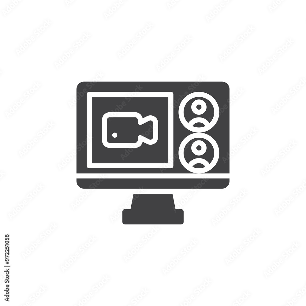 Computer screen with live stream vector icon Computer screen with live stream vector icon