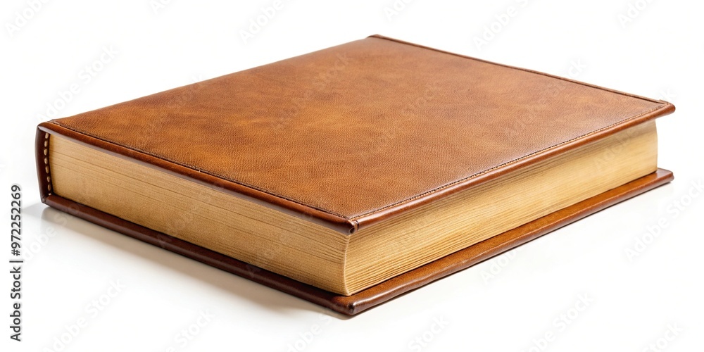 Closed big brown book with hardcover isolated on white background Closed big brown book with hardcover isolated on white background
