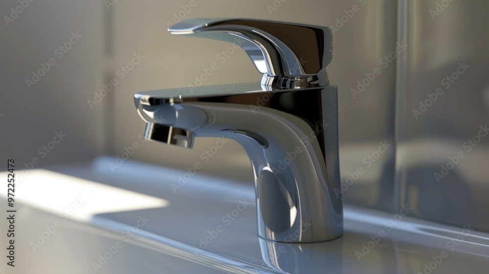 A simple bathroom sink with a chrome faucet, ideal for interior design and decoration projects A simple bathroom sink with a chrome faucet, ideal for interior design and decoration projects