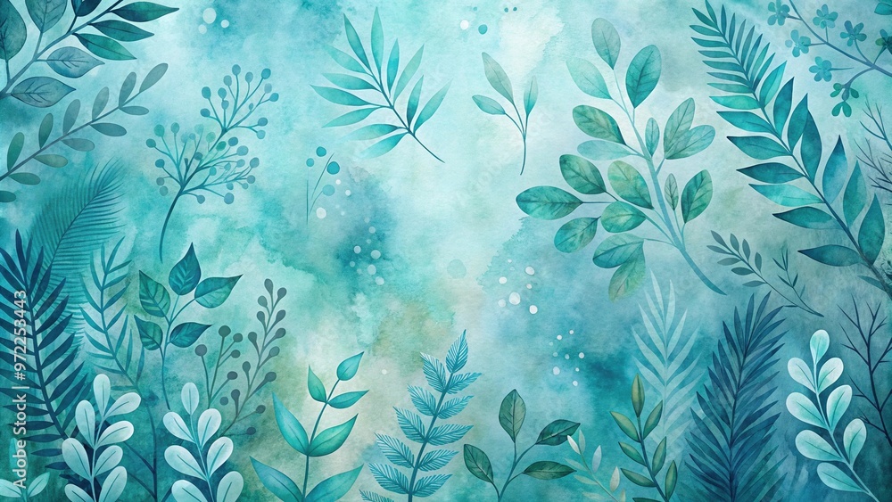 Close-Up Abstract Watercolor Leaves Background Close-Up Abstract Watercolor Leaves Background