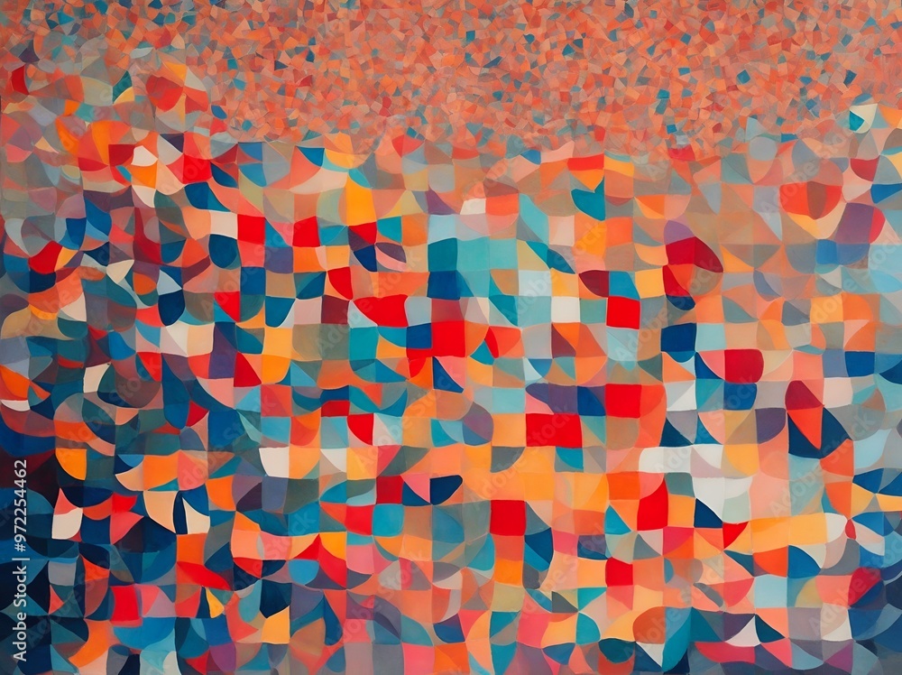Colorful Abstract Painting With Diverse Shapes and Vibrant Patterns. Generative AI. Colorful Abstract Painting With Diverse Shapes and Vibrant Patterns. Generative AI.