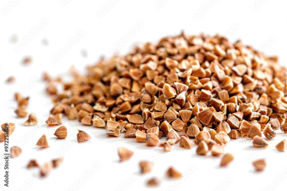 A close-up view of a pile of assorted nuts on a white background A close-up view of a pile of assorted nuts on a white background