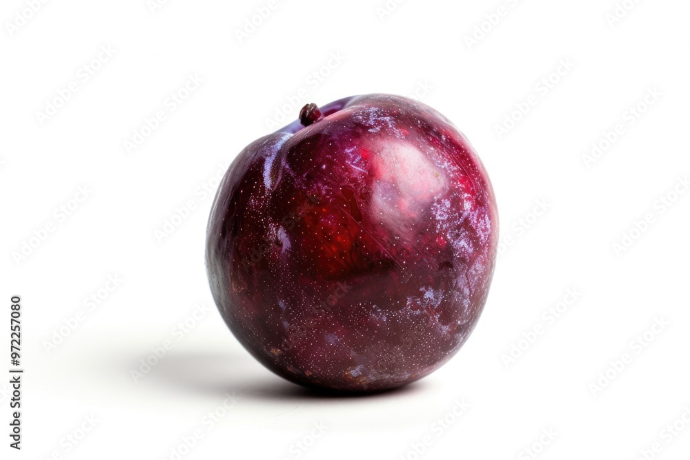 Obraz premium A close-up shot of a juicy red apple on a white surface, perfect for food photography or illustration
