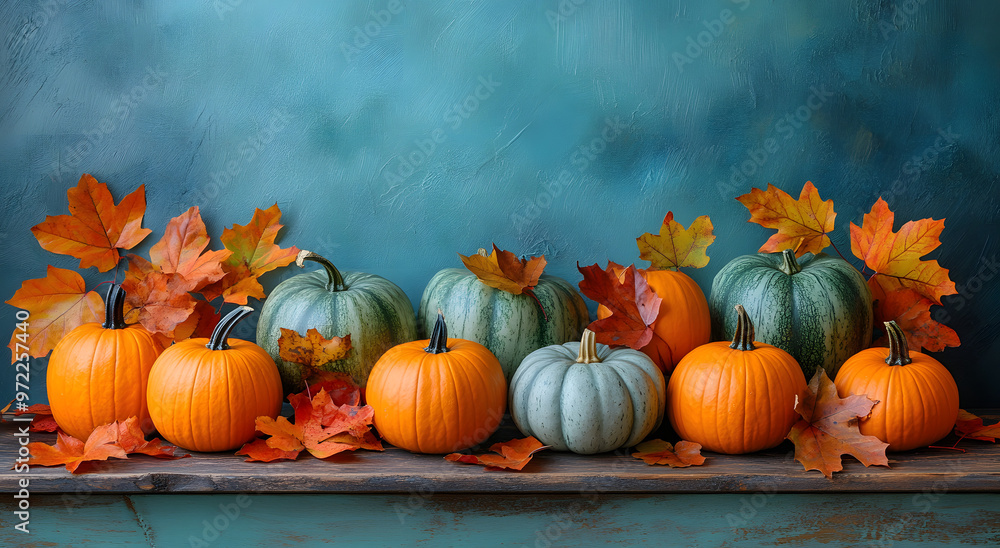 “A Group of Pumpkins on an Old Wooden Table with Vibrant Autumn Leaves”
“A Group of Pumpkins on an Old Wooden Table with Vibrant Autumn Leaves”
