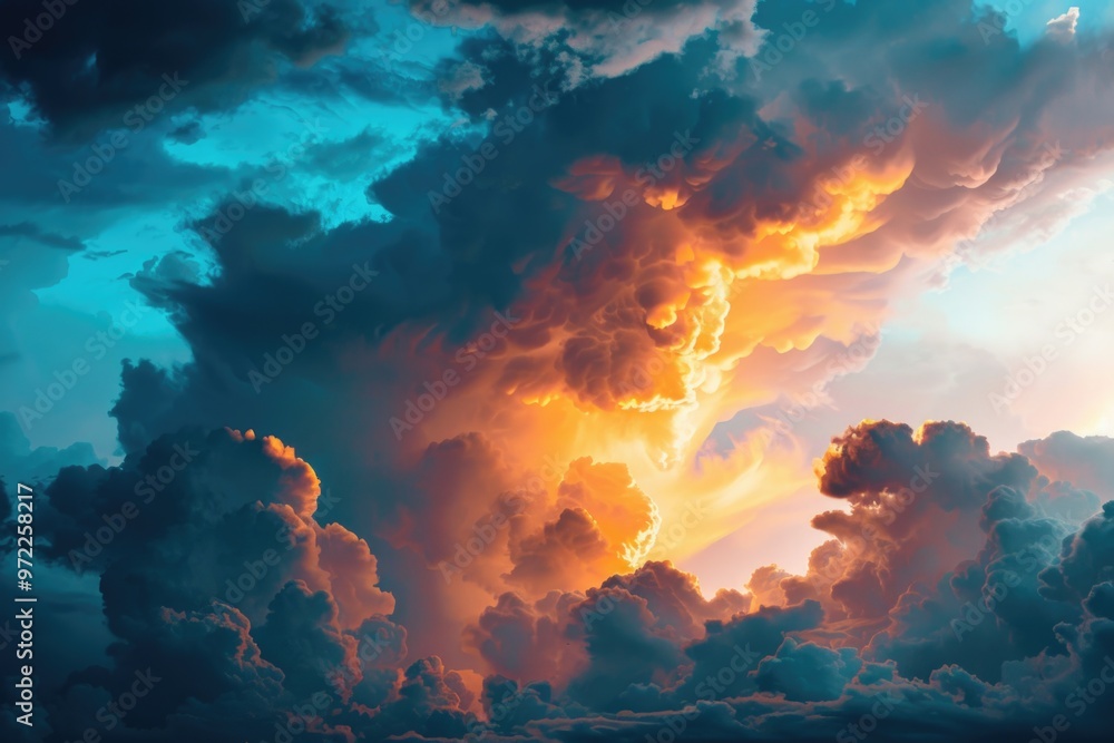 Fototapeta premium A cloudy sky with white and gray clouds, a simple atmospheric scene