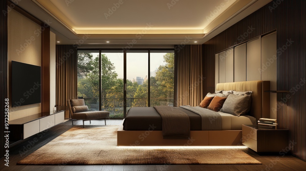 Modern Bedroom Interior Design with City View Modern Bedroom Interior Design with City View