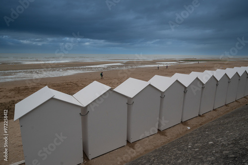 Beach of Cabourg with black clouds, High quality photo photo