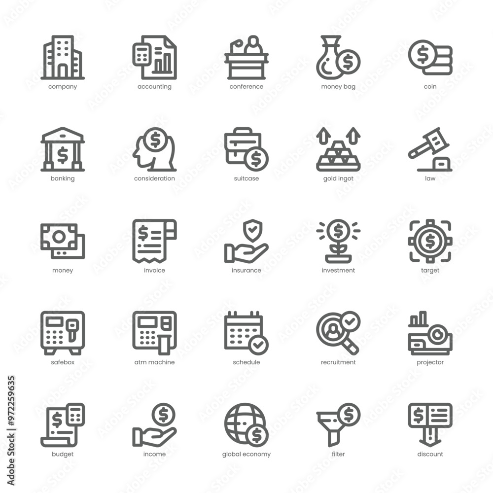 Company Accounting icon pack for your website, mobile, presentation, and logo design. Company Accounting icon outline design. Vector graphics illustration and editable stroke. Company Accounting icon pack for your website, mobile, presentation, and logo design. Company Accounting icon outline design. Vector graphics illustration and editable stroke.