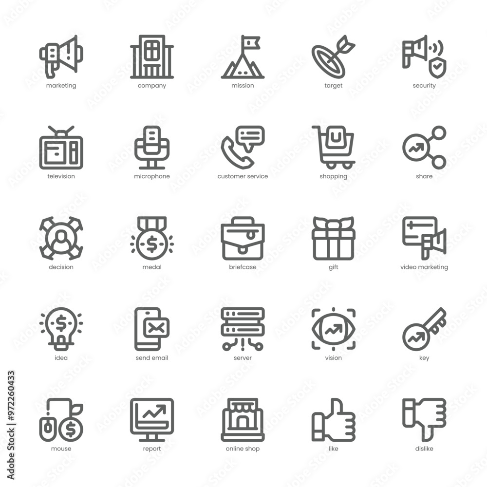 Company Marketing icon pack for your website, mobile, presentation, and logo design. Company Marketing icon outline design. Vector graphics illustration and editable stroke. Company Marketing icon pack for your website, mobile, presentation, and logo design. Company Marketing icon outline design. Vector graphics illustration and editable stroke.