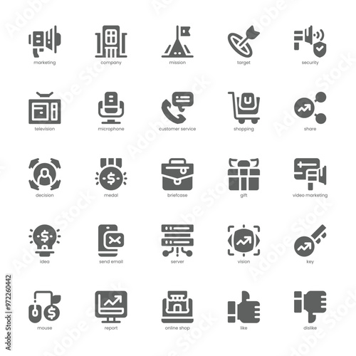 Company Marketing icon pack for your website, mobile, presentation, and logo design. Company Marketing icon glyph design. Vector graphics illustration and editable stroke.