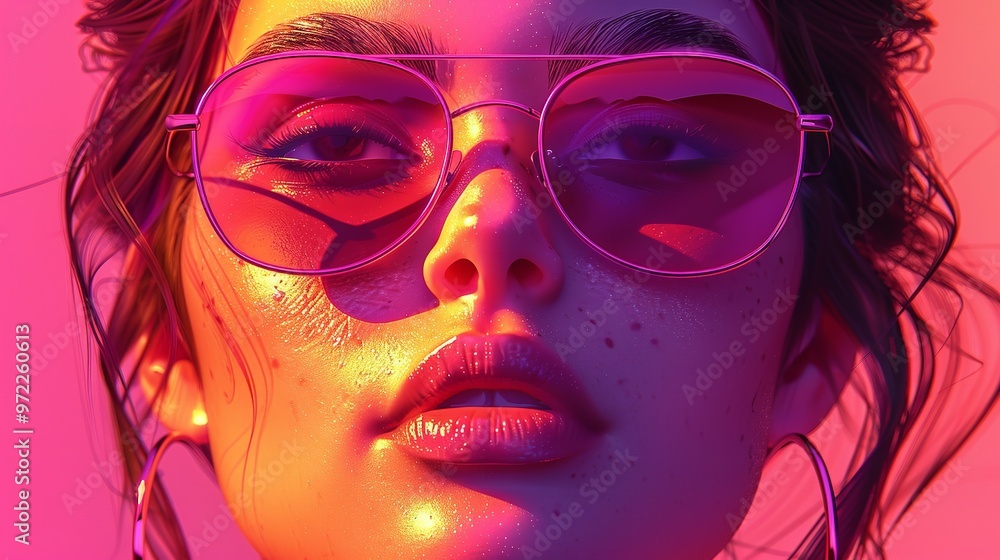 Fashion portrait of a woman with blonde hair and sunglasses. Fashion portrait of a woman with blonde hair and sunglasses.