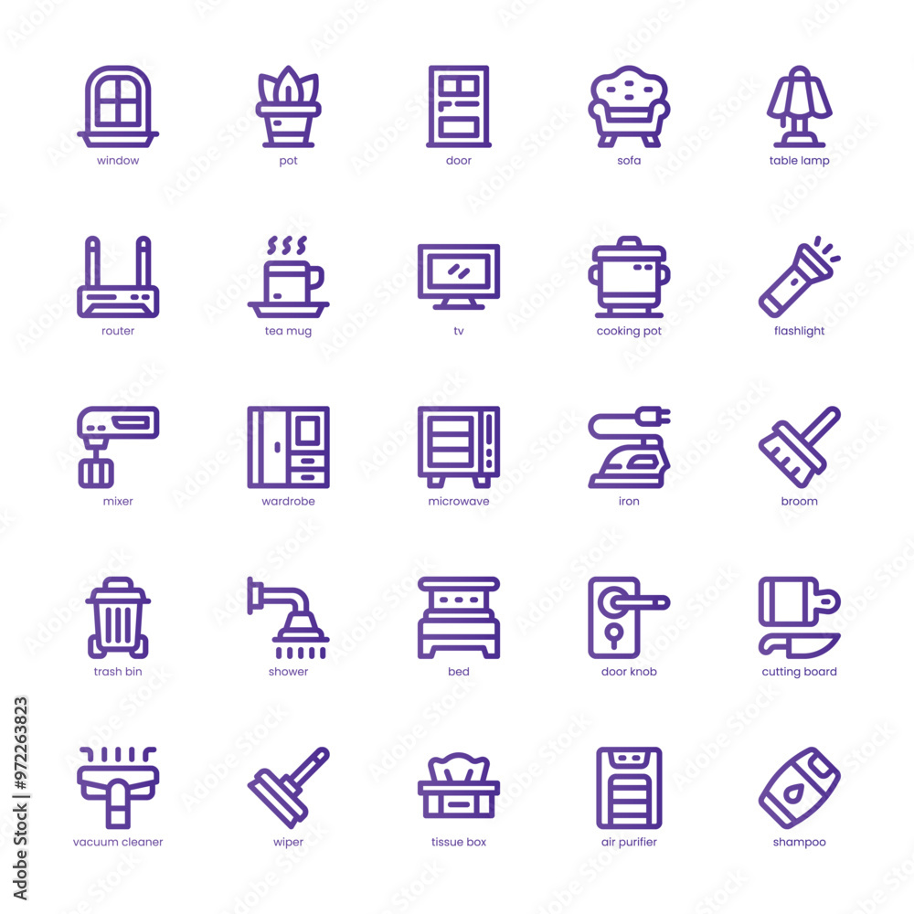 Home appliance icon pack for your website, mobile, presentation, and logo design. Home appliance icon basic line gradient design. Vector graphics illustration and editable stroke. Home appliance icon pack for your website, mobile, presentation, and logo design. Home appliance icon basic line gradient design. Vector graphics illustration and editable stroke.